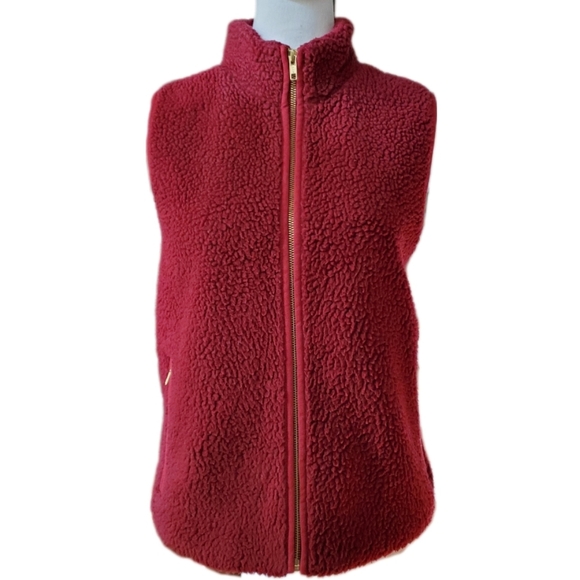 J Crew Factory Mercantile Fleece Vest  Burgundy Size XS - Picture 1 of 5